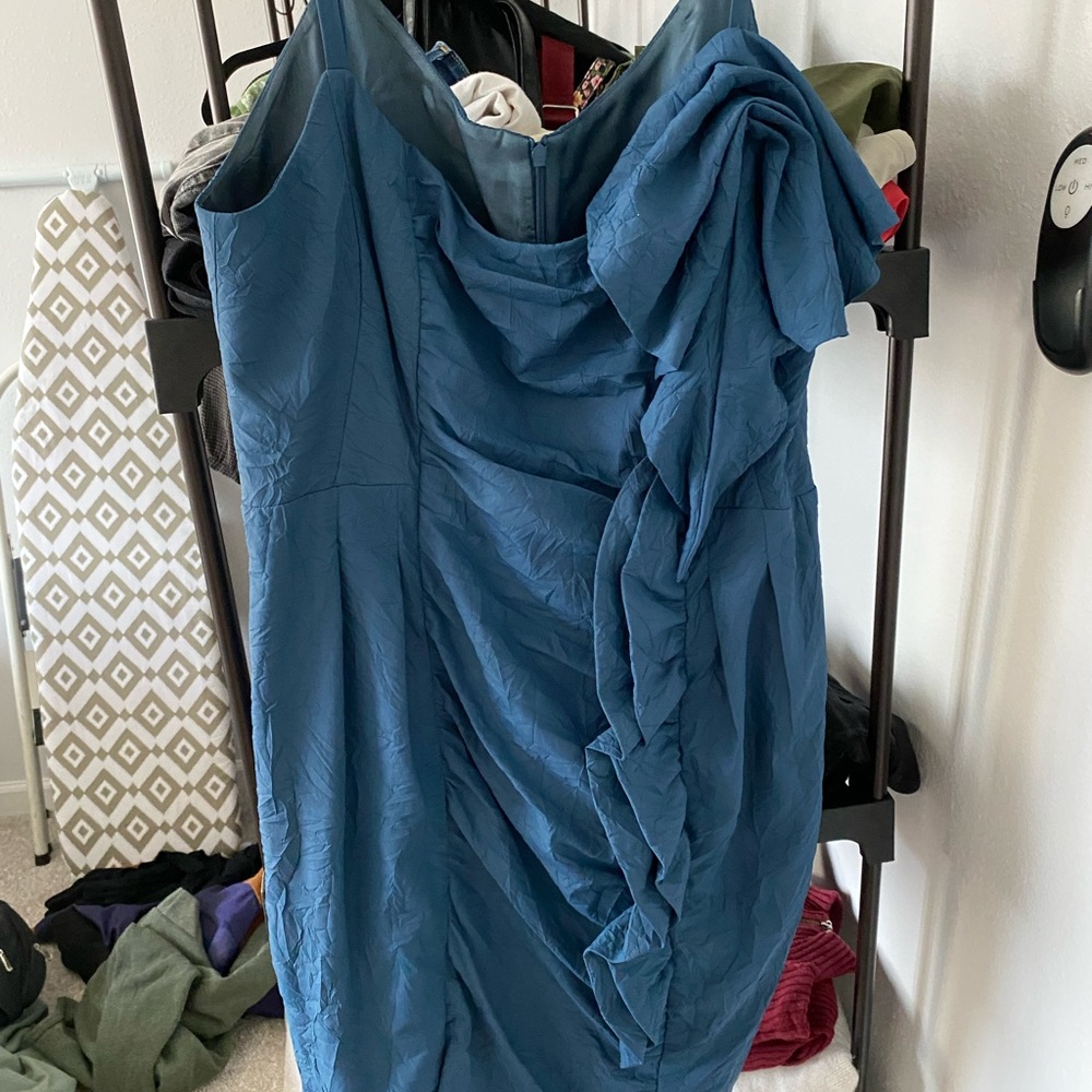 Blue Frill MIDI Dress